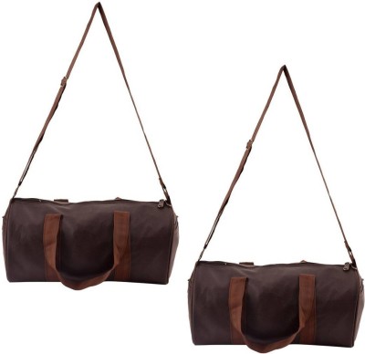 VK Fashions Combo of Leatherite Brown Gym Bag with side pocket Gym Duffel Bag