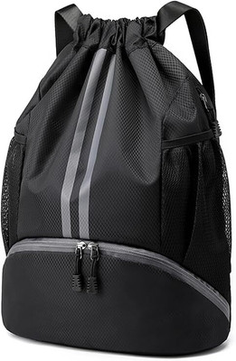 HGT Sports Drawstring Bag Backpack for Men Women - Basketball Bag Gym Backpack 30 L Backpack(Black)