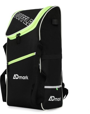 ADMARK Cricket Kit Bag, Green/black heavy duty with single bat pocket kids 12-16 year(Black, Backpack)