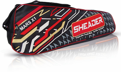 SHEADER MARS X 1 Badminton bag red full padded with shoe cave(Black, Kit Bag)