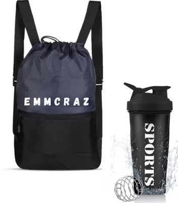 EMMCRAZ Sports Drawstring Bag 2in1 Combo for Men/ Women Gym Bag(Black, Drawstring Bag)