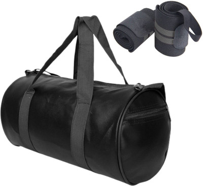 HouseOfCommon Leather Gym Bag Duffel Bag with Shoulder Strap for Men & Women, 20L capacity(Black, Messenger Bag)