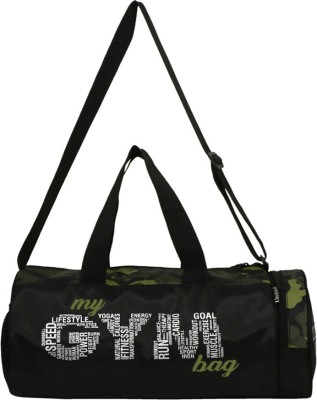 L'AVENIR Black / Forest Green CAMOUFLAGE Pattern Multi-Purpose GYM BAG with Side Pocket(Kit Bag)