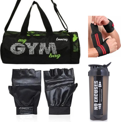 EMMCRAZ my green gym bag with gallon bottle with wrist band and gym gloves Fitness Kit(Green, Dry Bag)
