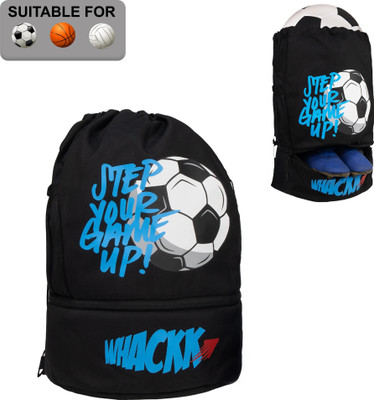 WHACKK Blitz Soccer Football kit Bag/Gym/Drawstring Bag(Black, Drawstring Bag)