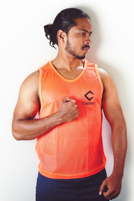 CAPTAIN SPORTS BIB ROUND NECKLINE DOTED X-Small Football, Hockey Bib(Orange)