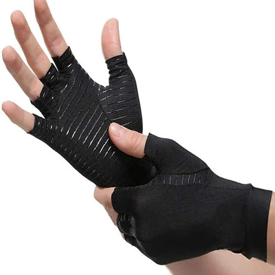MOMISY Copper infused Arthritis Gloves Hand Compression Gloves-Black-Small Gym & Fitness Gloves(Black)