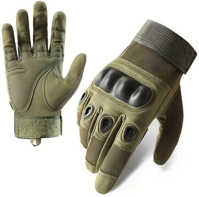 ZARRY Military Motorcycle Winter Bike Riding Full Finger Gloves with Adjustable Strap Driving Gloves(Green)