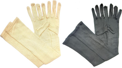 KETKAR Cotton Pollution and Sunburn Sunlight Protection Full Hand Gloves Driving Gloves(Beige|Black)