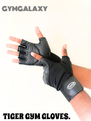 GYMGALAXY Tiger Fitness Workout Gloves for Men, Half-Finger Design, Gym & Fitness Gloves(Black)