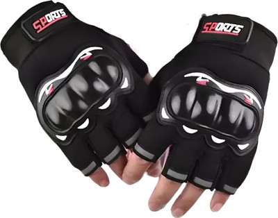 ShopiMoz Half Finger Gloves for Sports Hard Knuckle Cyclling Motorcycle Riding Gym Gloves Riding Gloves(Black)