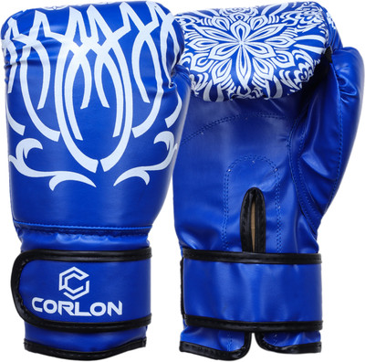 CORLON PU Leather Boxing Gloves for Sparring, Boxing, Kickboxing, Muay Thai - 12oz Boxing Gloves(Blue)