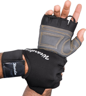 Wearslim Workout Gloves, Gym Gloves for Men Women Weight Lifting Fingerless Gloves Gym & Fitness Gloves(Black)