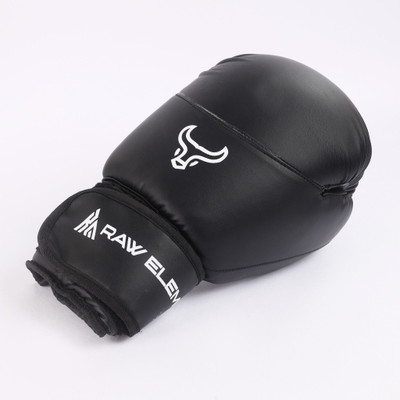 Raw Element Boxing Gloves, MMA, Muay Thai Thumb Support, Wrist Wrap & Grip Bar Unisex- 6oz Boxing Gloves(Black)