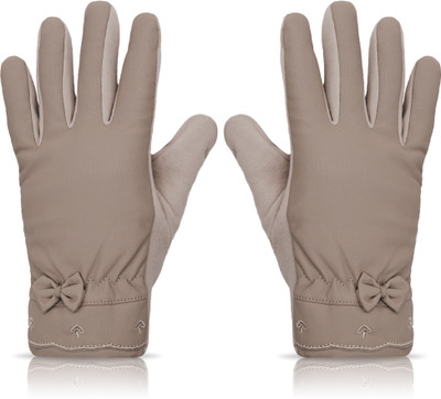 Aseenaa Bike Riding Fancy Premium Gloves For Women & Girls, Touch Screen Driving Gloves Driving Gloves(Brown)