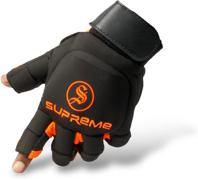Supreme Hockey Player Gloves Black/Orange Size Small (Lefty) (Pack Of 1) Hockey Gloves(Black, Orange)