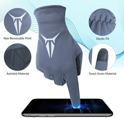 zaysoo Full Finger Gloves with Touch Screen Sensitivity at Thumb and Index Finger, Riding Gloves(Grey)
