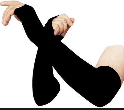 let's silim Sun protection cotton arm sleeve Unisex summer, Winter arm protective Running Gloves(Black, Brown)