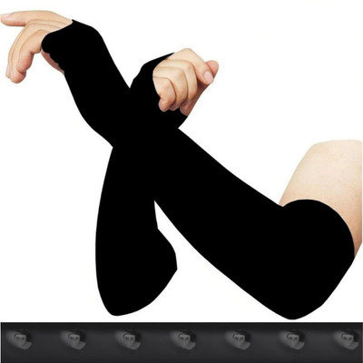 let's silim Sun protection cotton arm sleeve Unisex summer, Winter arm protective Running Gloves(Black, Brown)