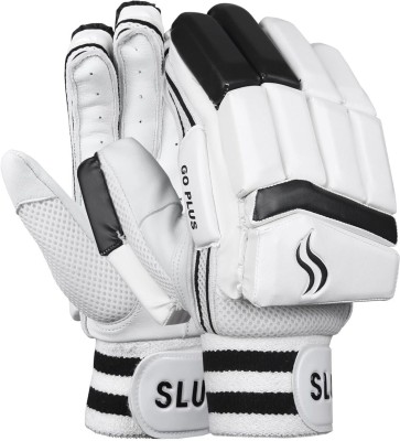 SLUGGER Cricket GO Plus Youth Left Handed PVC Material Leather Enhanced Grip Protection Batting Gloves(White & Black For Youths)