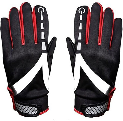 Kavyashine ® Bike Riding Gloves with Mobile Touch Screen at Thumb and Index for All Season. Riding Gloves(Red)