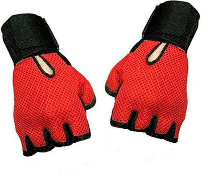 rk son Netted HEAVY LEATHER PADDING With Wrist Support N MNEWSFOR RIDER Riding Gloves(Red)
