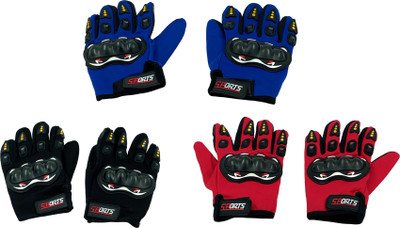EBM Imported Sports Race BikeCycleRide FreeSize FullHand Gloves Unisex MixClr 3Pairs Riding Gloves(Multicolor)