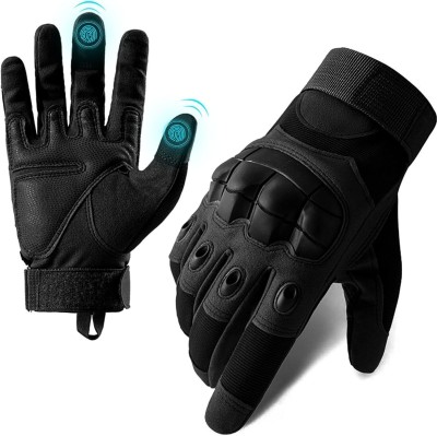 GOCART Hard Knuckle Full Finger Breathable Touch Screen Outdoor Tactical Gloves Cycling Gym & Fitness Gloves(Black)