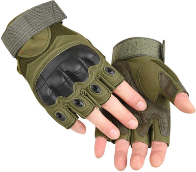 MELZRON Military Green Half Finger Bike Hand Gloves for Men Riding Gloves(Military Green)