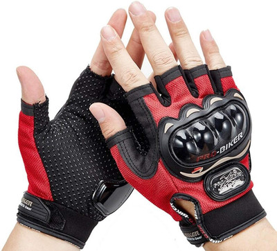 sachi sports Half Finger Racing Breathable Protective Hand Gloves Riding Gloves(Red)