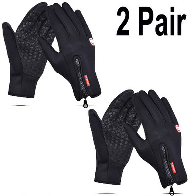 DreamPalace India Winter Riding Gloves For Men (2 Pair) Free Size Riding Gloves(Black)