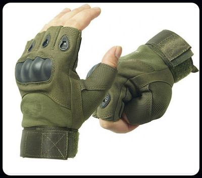 JAI SHRI Half Finger Tactical Gloves Military Army GLOVE L Size_ Driving Gloves(Green)
