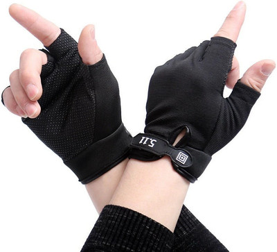 HOC Bike Gloves Half Finger Fitness Sport Gloves Cycling Gloves (Black) Riding Gloves(Black)