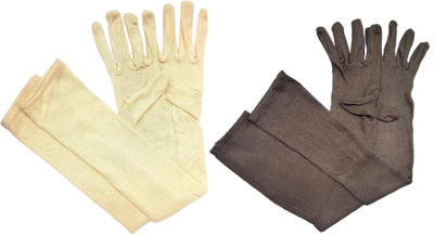KETKAR Cotton Pollution and Sunburn Sunlight Protection Full Hand Gloves Driving Gloves(Beige|Brown)