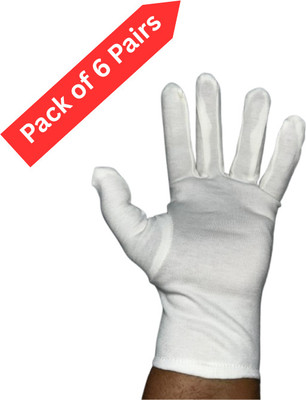 SVS Cotton Hand Gloves (Pack of 6) Cricket Batting Gloves(White)