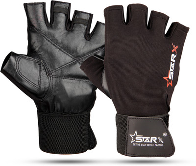 STARX Power Palm Wrist Support Gym Gloves Black for Men and Women Gym & Fitness Gloves(Power-Palm/black) deal from flipkart