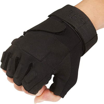 zaysoo Half Finger Gloves Unisex Motorcycle Bicycle Cycling Sport Gloves Boxing Gloves(Black)