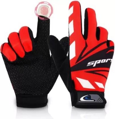 keycraze Cool Biker Motocross Stretchable Gloves Driving Gloves(Red, Black)