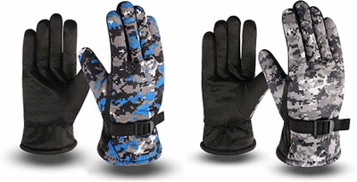 KHEEAA FASHIONS ARMY GLOVES/BLUE/GREY Driving Gloves(Blue, Grey)