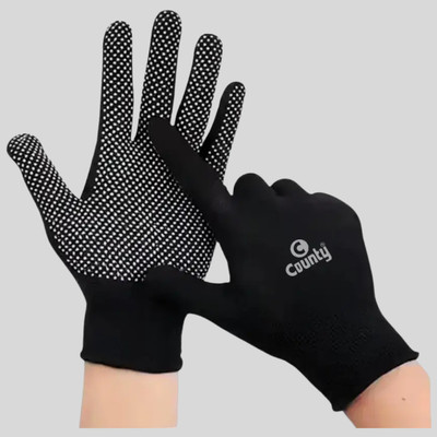 Solutions24x7 ANTI SLIP BLACK DOTTED COTTON GLOVES MULTIUSE Batting Gloves(Black)
