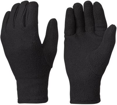 KRISSDIL QUECHUA Kids’ Fleece Hiking Gloves 4-14 Years Inner Gloves(Black)
