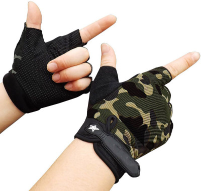DreamPalace Bike Gloves Half Finger Fitness Sport Gloves Cycling Gloves (Black) Riding Gloves(camouflage)