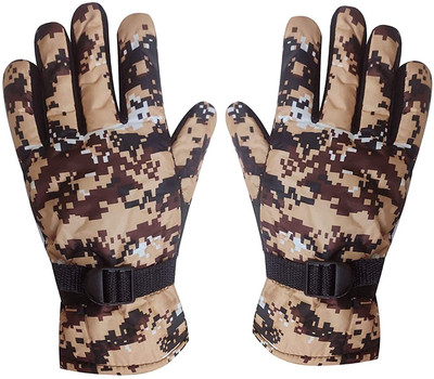 aksmit TEXTURE SUPER WARM WINTER GLOVE WITH EXTRA SOFT FUR LINING BROWN_BG748 Riding Gloves(Brown)
