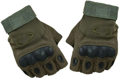 Rhtdm Hand Gloves Driving Gloves HALF ARMY GREEN L Size_1 Riding Gloves(Green)