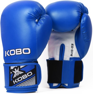 KOBO 10 OZ P.U Leather Boxing Punching Bag Sparring Training Gym Muay Thai Mitt Fight Boxing Gloves(BXG-03-BLUE)