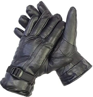 zaysoo Full Lather Winter, Waterproof Outdoor Gloves Riding Gloves(Black)