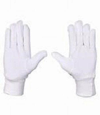 YMD Cotton Cricket Multipurpose Hand Protect Re-usable Batting Inner Hand Gloves Wicket Keeping Gloves(White)