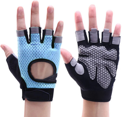 Leosportz Weight Lifting Gloves Full Palm Protection, Workout Gloves Gym & Fitness Gloves(Blue)
