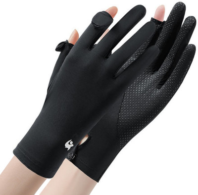 HASTHIP Sun Protection Gloves Women Non-Slip Touch Screen Sun Gloves, Summer Riding Gloves(Black)