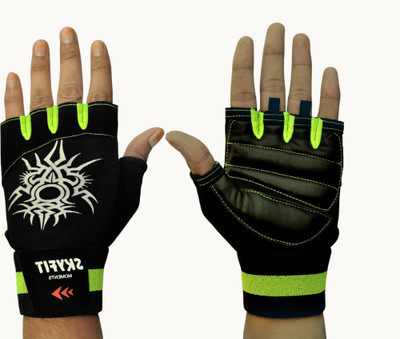 VELLY FIVE Green & Black Sport Gloves For Men & Women(G-V-2 ) Riding Gloves(GREEN & BLACK)